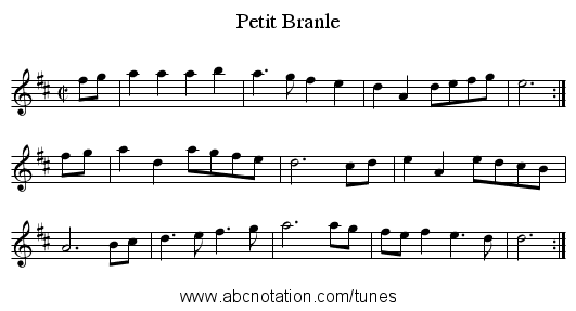 Petit Branle - staff notation