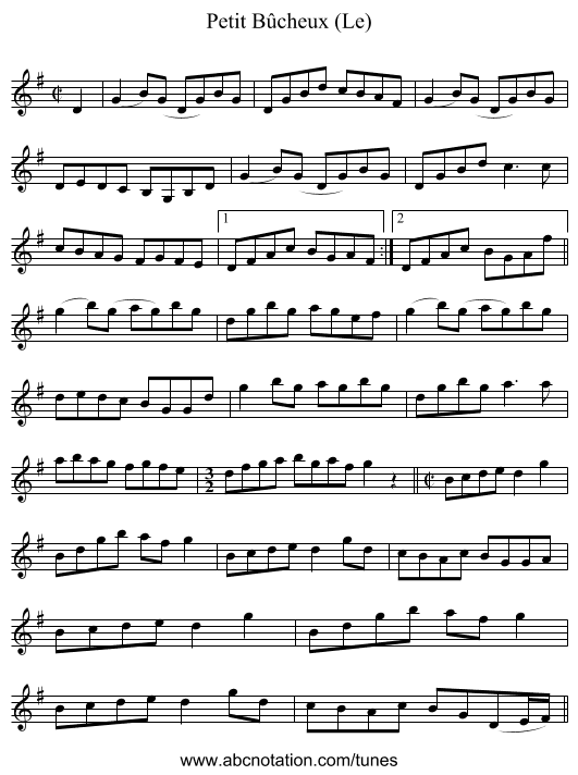 Petit Bûcheux (Le) - staff notation