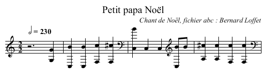 Petit papa Noël - staff notation
