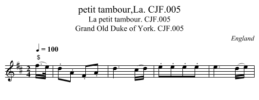 petit tambour,La. CJF.005 - staff notation