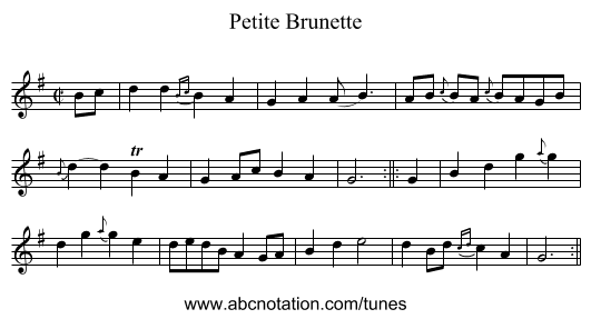 Petite Brunette - staff notation