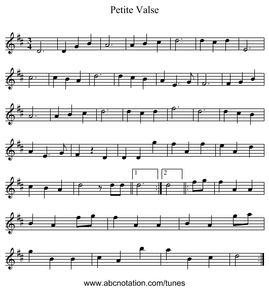 Petite Valse - staff notation