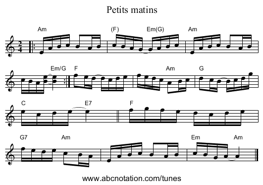 Petits matins - staff notation