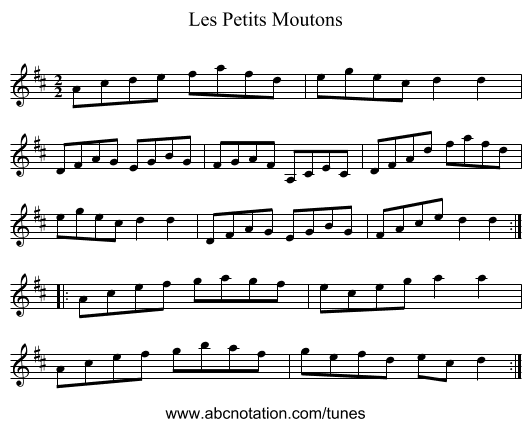 Petits Moutons, Les - staff notation