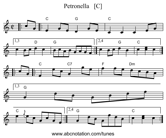 Petronella   [C] - staff notation