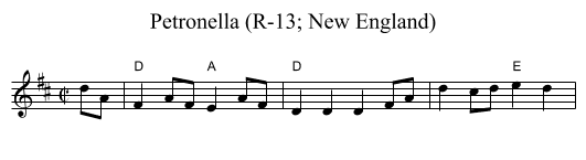 Petronella (R-13; New England) - staff notation
