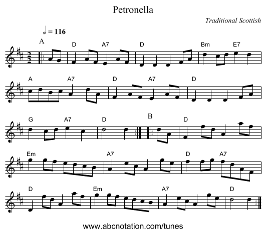 Petronella - staff notation