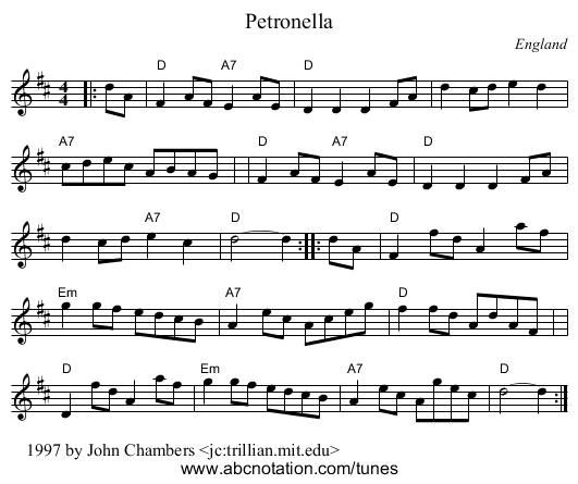 Petronella - staff notation