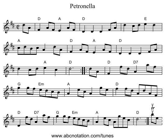 Petronella - staff notation