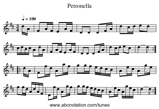 Petronella - staff notation
