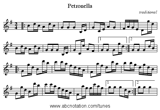 Petronella - staff notation