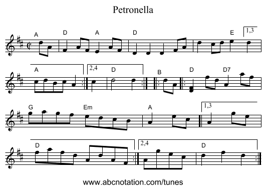 Petronella - staff notation