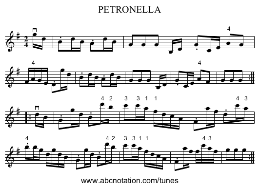 PETRONELLA - staff notation