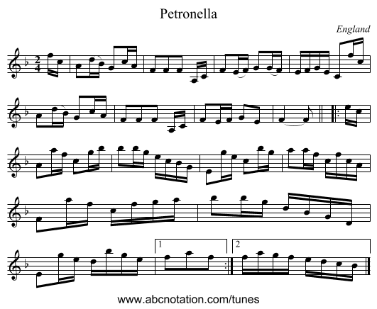 Petronella - staff notation