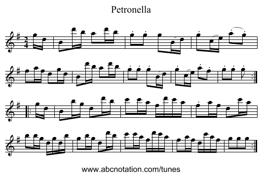 Petronella - staff notation