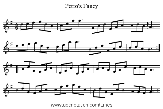 Petro's Fancy - staff notation