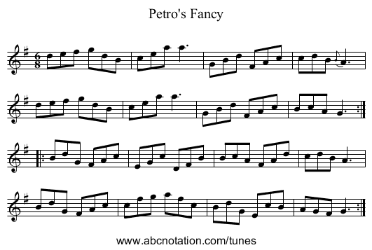 Petro's Fancy - staff notation
