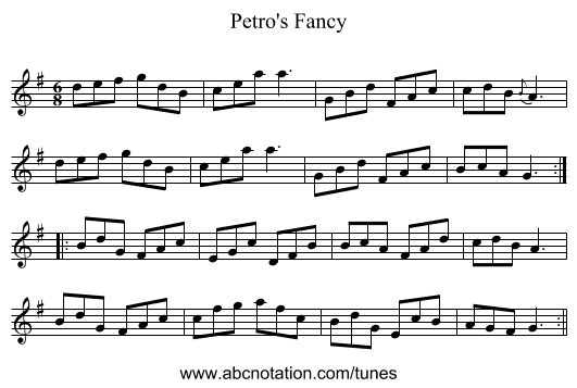 Petro's Fancy - staff notation