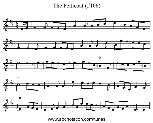 Petticoat (#106), The - staff notation