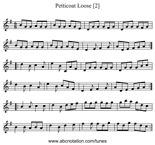 Petticoat Loose [2] - staff notation