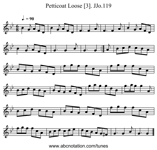 Petticoat Loose [3]. JJo.119 - staff notation