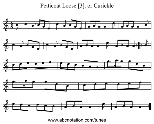 Petticoat Loose [3]. or Curickle - staff notation