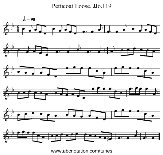 Petticoat Loose. JJo.119 - staff notation
