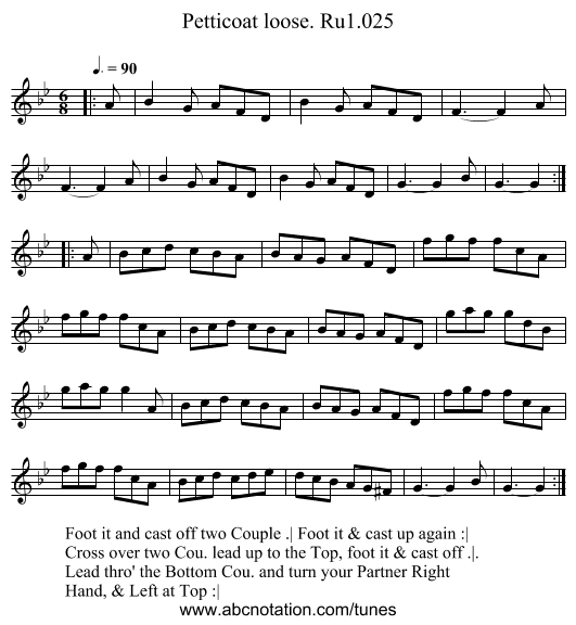 Petticoat loose. Ru1.025 - staff notation