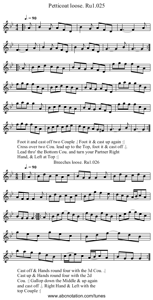 Petticoat loose. Ru1.025 - staff notation