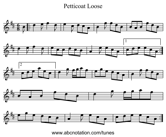 Petticoat Loose - staff notation
