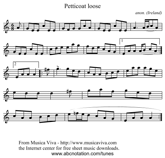 Petticoat loose - staff notation