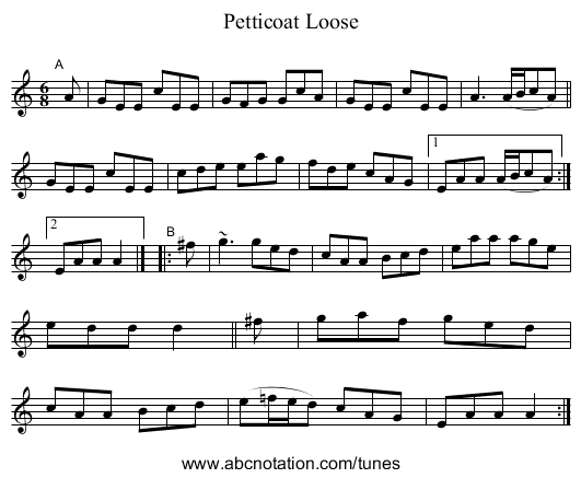 Petticoat Loose - staff notation