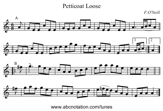 Petticoat Loose - staff notation