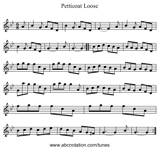 Petticoat Loose - staff notation