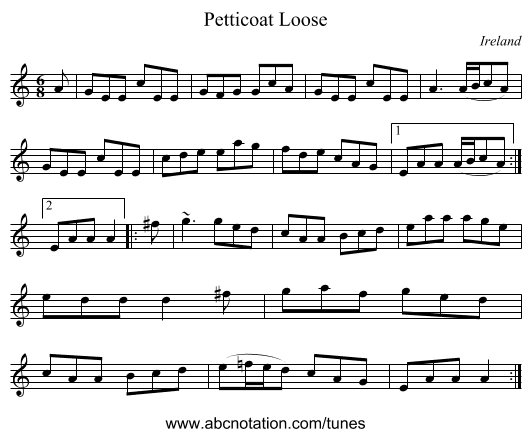 Petticoat Loose - staff notation