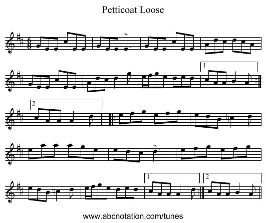 Petticoat Loose - staff notation