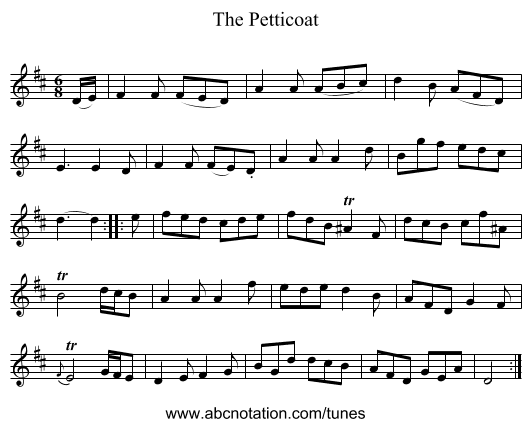 Petticoat, The - staff notation