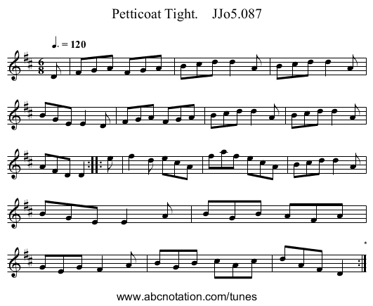 Petticoat Tight.    JJo5.087 - staff notation