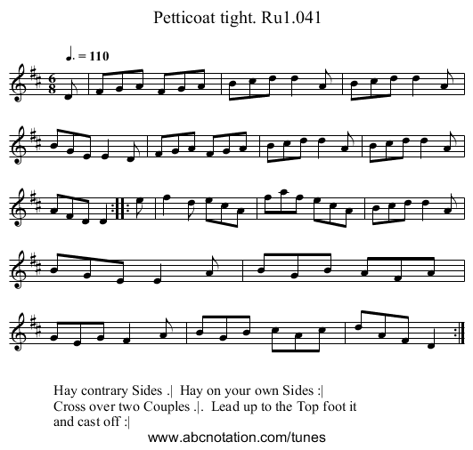 Petticoat tight. Ru1.041 - staff notation