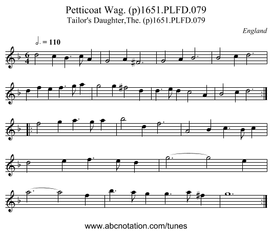 Petticoat Wag. (p)1651.PLFD.079 - staff notation