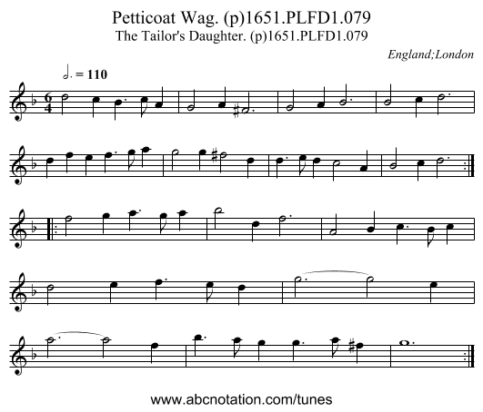 Petticoat Wag. (p)1651.PLFD1.079 - staff notation