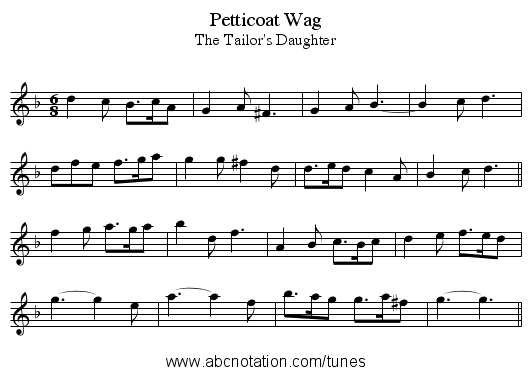 Petticoat Wag - staff notation