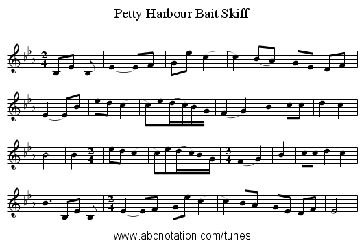 Petty Harbour Bait Skiff - staff notation