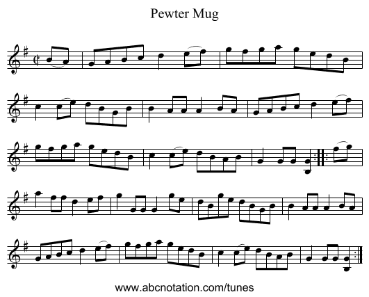 Pewter Mug - staff notation