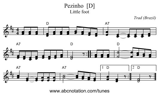Pezinho  [D] - staff notation