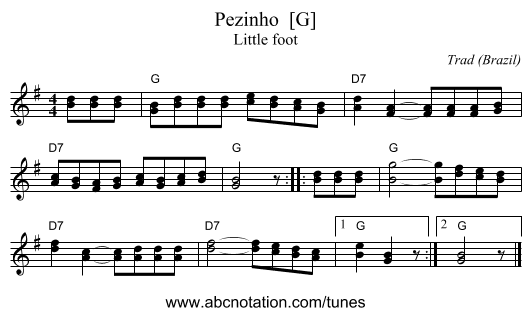 Pezinho  [G] - staff notation