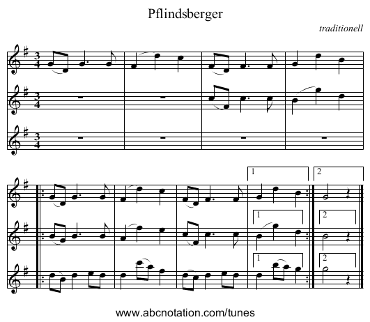 Pflindsberger - staff notation