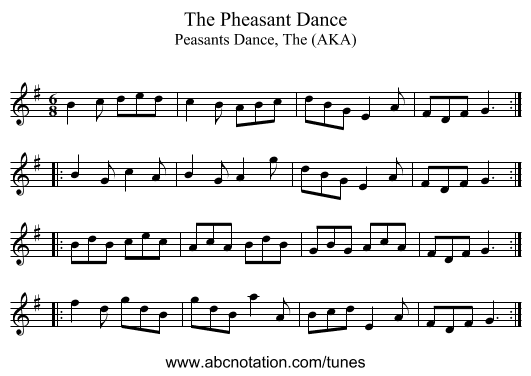 Pheasant Dance, The - staff notation
