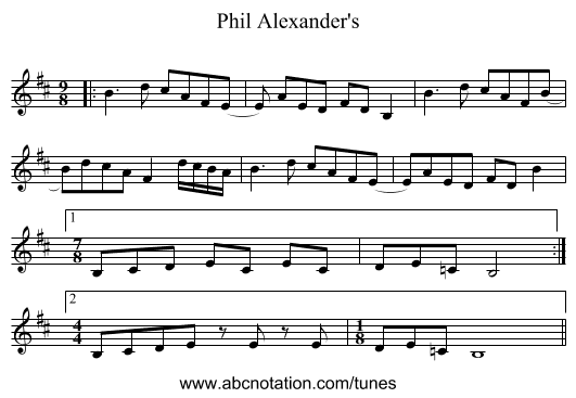 Phil Alexander's - staff notation