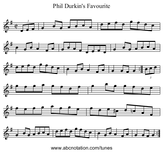 Phil Durkin's Favourite - staff notation
